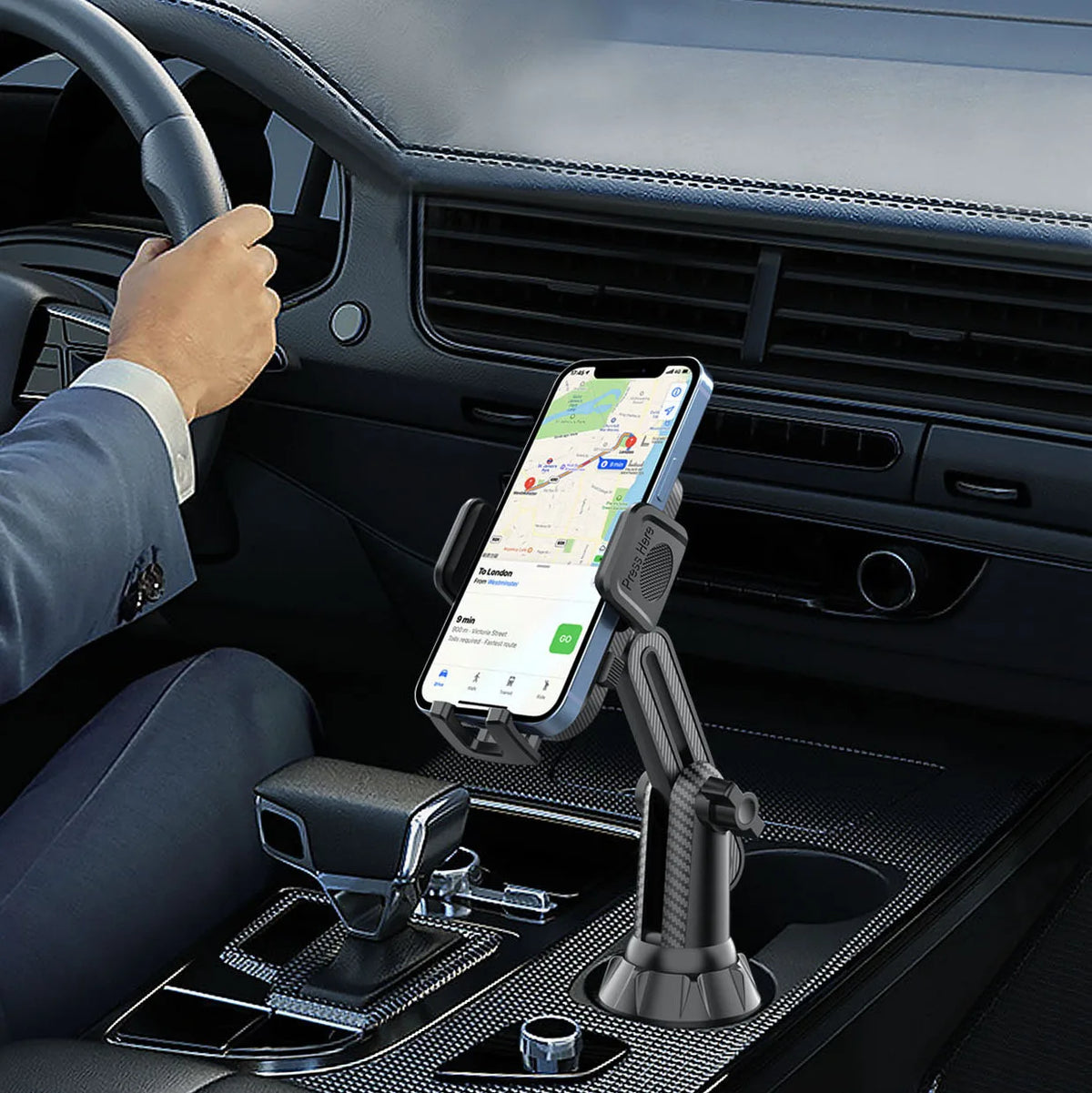 Car Cup Holder Phone Mount Universal for Car, Adjustable Stable Cell Phone Holder 360° Rotation Stand Fits 4-7 Inch Smartphones