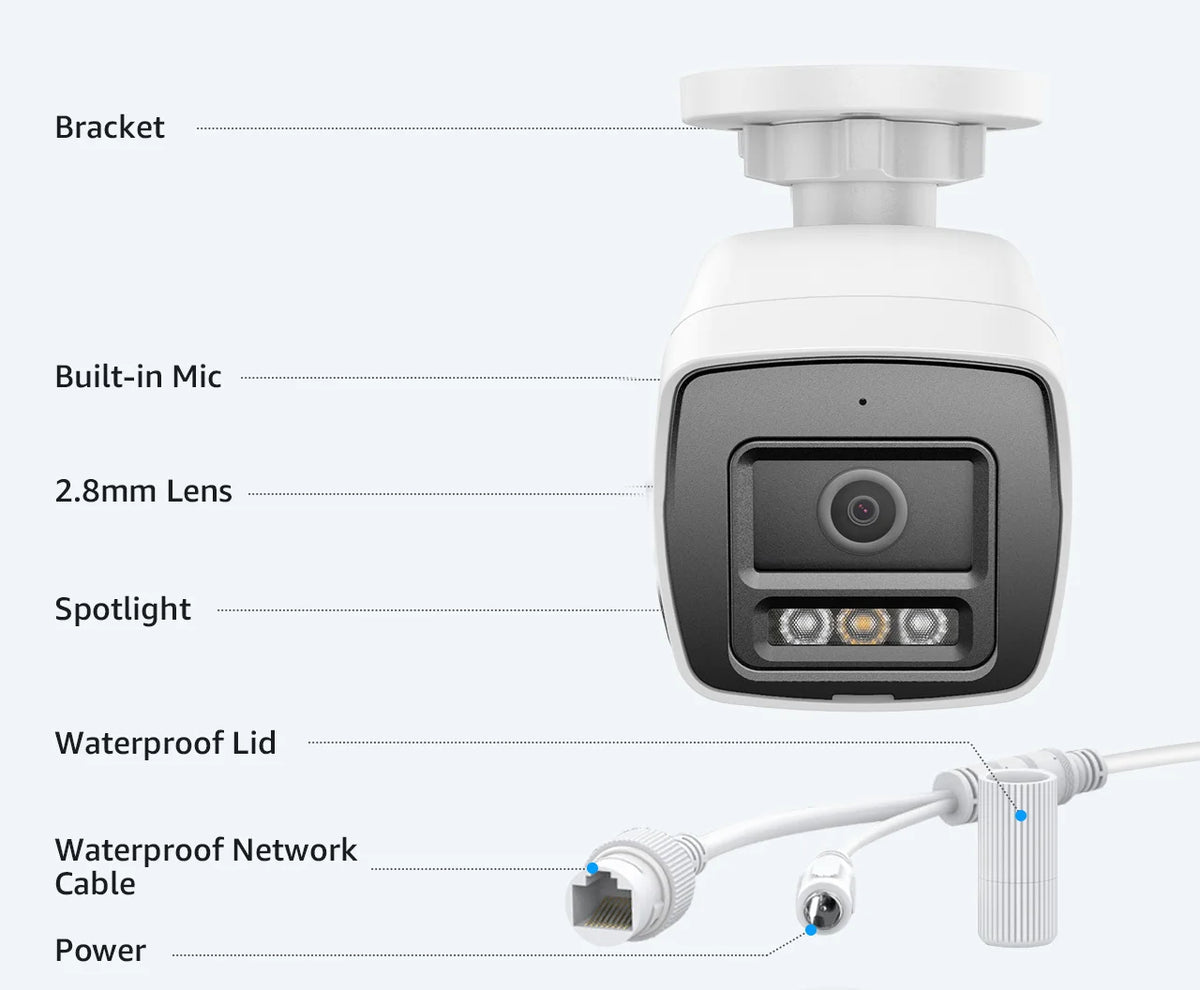 ANNKE 12MP 3K Outdoor Smart Dual Light PoE Security Camera Color IR Night Vision Built-in Microphone IP67 Smart Home H.265+