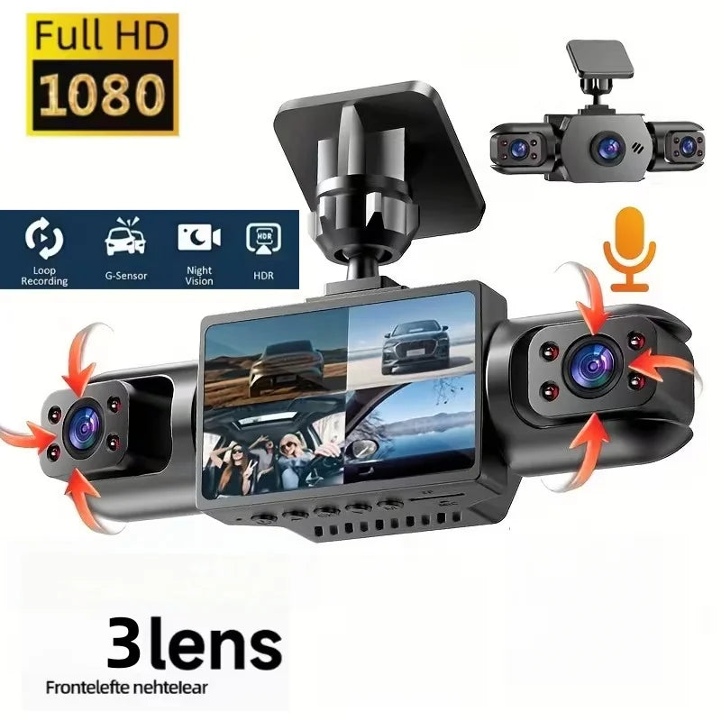 3/4CH Dash Cam, 1080P Multi Lens, 2" IPS Screen, IR Night Vision, 24H Parking Motion Detection