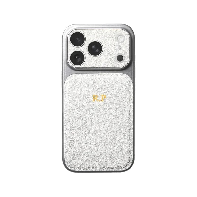 Personalized Luxury Classic Faux Leather Case For iPhone 18 17 16 15 14 13 Pro Max Air Custom Name Gold Hot Foil Engraved Case