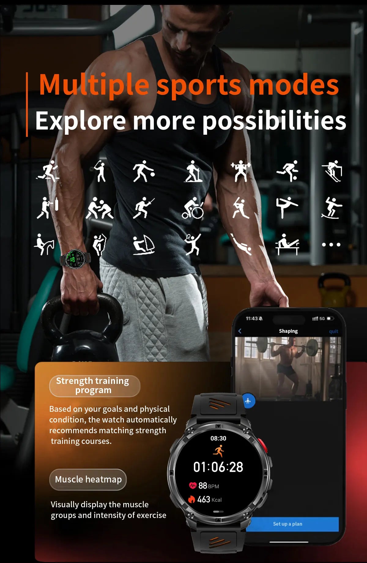 2026 New T-Rex3 Pro 1100mAh Battery Smart Watch GPS Path 5ATM Waterproof Sports Run Tracker Outdoors Compass Military Smartwatch