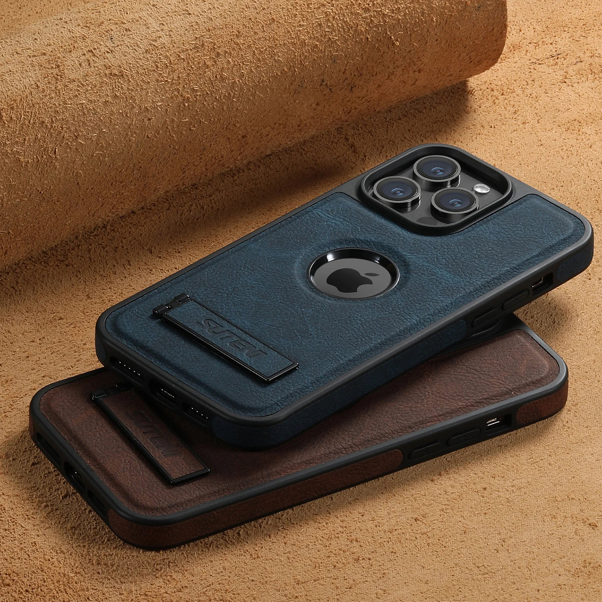For Magsafe Invisible Bracket Cover For iPhone 12 13 14 15 16 17 18 Pro Max Magnetic Leather Phone Case For IPhone 17 18 Pro Max