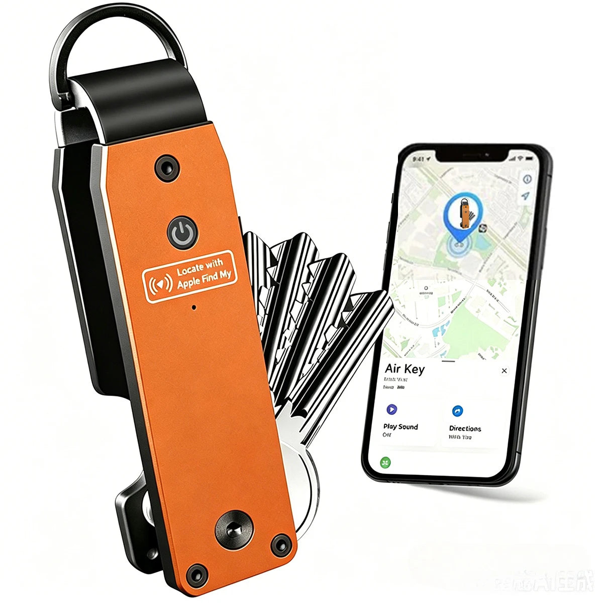 Air Keychain Car Key Chains with GPS Tracker Key Finder Built-in Airtag Chips Works with Apple Find My iOS Only Key Organizer