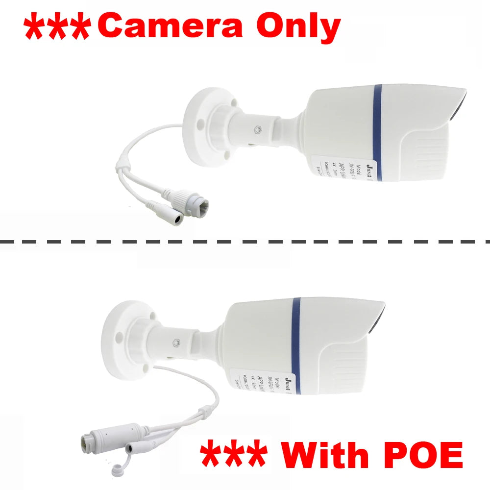 JIENUO 4K Poe Camera IP Outdoor Waterproof Security Surveillance Night Vision 4MP 5MP 8MP Onvif Audio CCTV Video HD Home Cam Net
