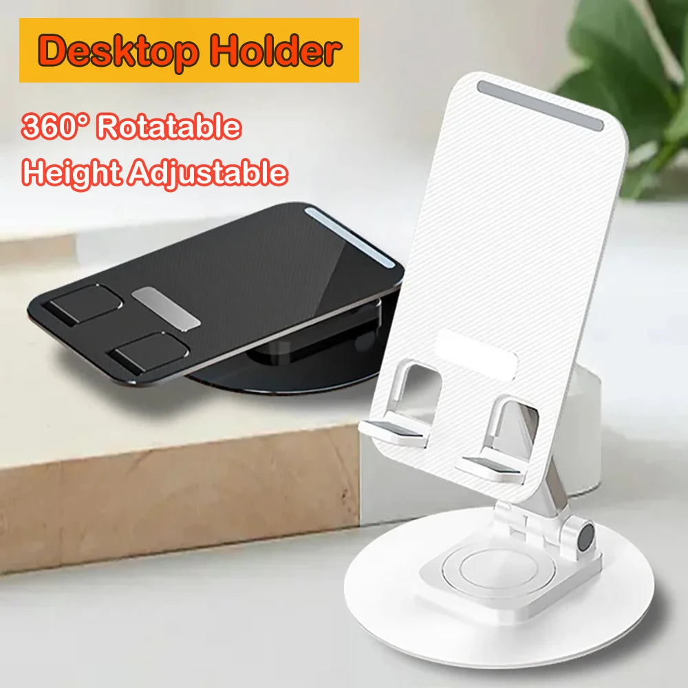 360 ° Rotating Multi-Angle Non-Slip Metal Base Foldable Universal Phone Stand for Desk Holder for iPhone 13/14/15 Pro Xiaomi S