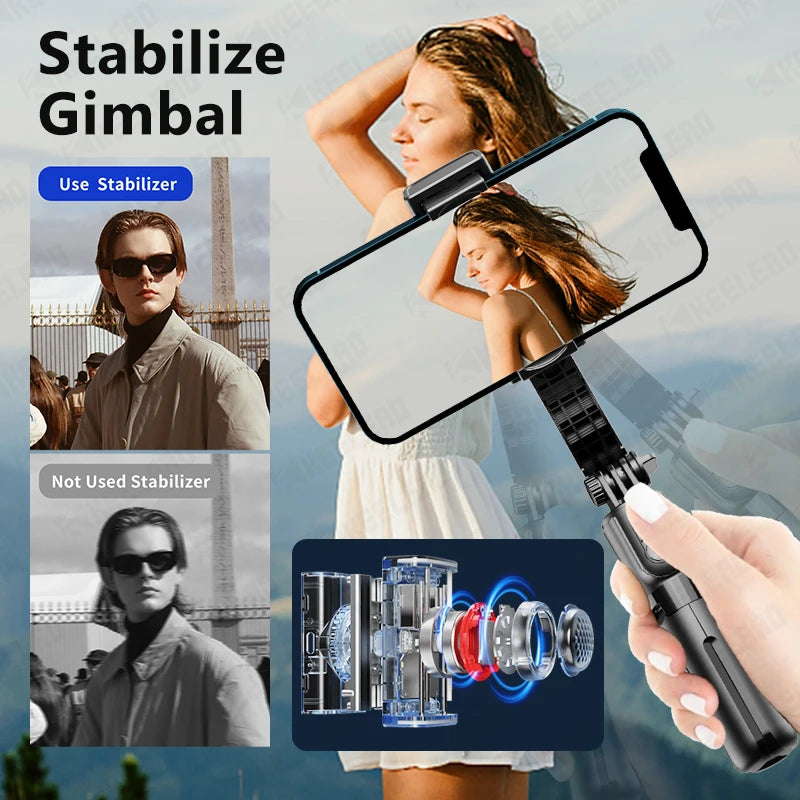 TOKQI Handheld Stabilizer for Stream Anti‑Shake Gimbal Selfie Stick With 3‑Color Adjustable Fill Light Wireless Remote Control 3