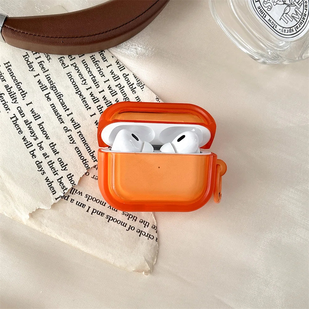 For Airpods Pro 3 Case,Pure Color Orange TPU Protective Earphone Cover For Airpods Pro 2/Airpods 4 3 2 1 Cover Funda