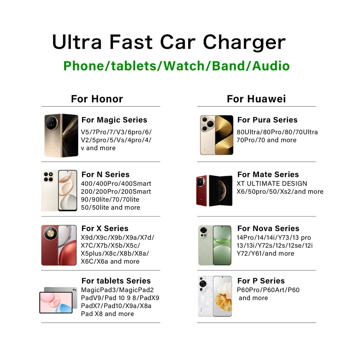 6A 66W car charger for Honor Magic V 5 3 7 6 400 200 90 70 50 X9d X7C cigarette lighter USB charger for Huawei car phone adapter