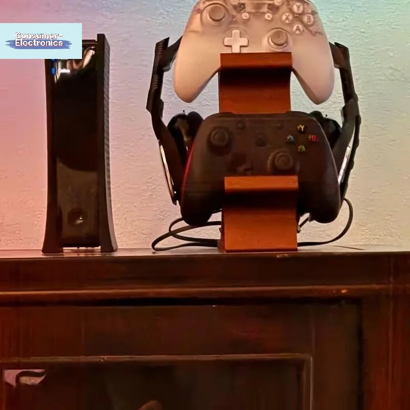 【3 In 1 Controller Stand With Headset Holder Gaming Organizer For 2 Gamepads & 1 Headphone Non-Charging Desktop Dock】