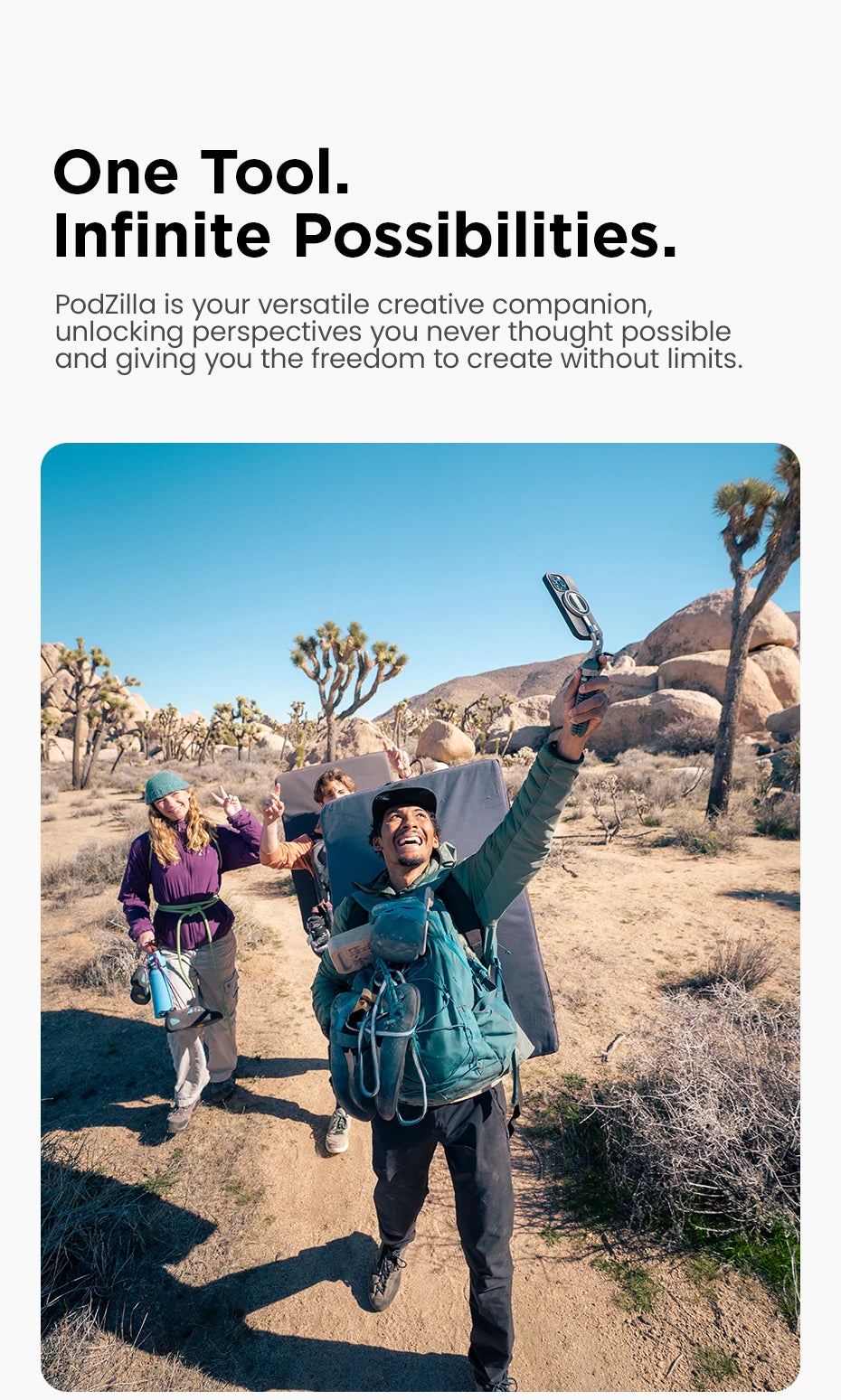 JOBY PZ01 PodZillaᵀᴹ Magnetic Octopus Suction Tripod with 360° Adjustable Flexible Tripod for Iphone 17 16 15 Android Car Vlog