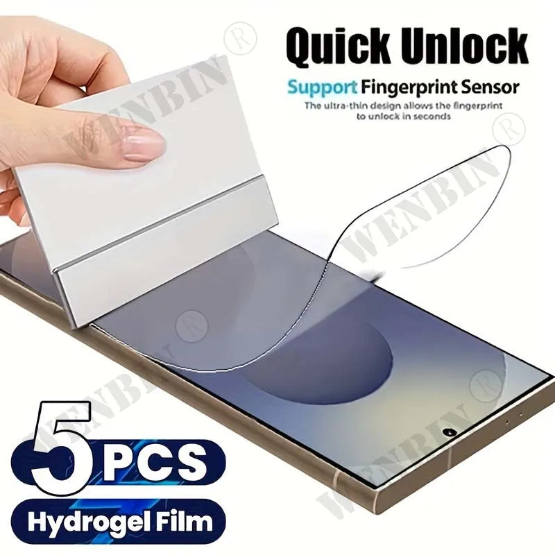 5 Pcs Hydrogel Film For Samsung S26 Ultra S25 S24 Plus FE Full Cover Screen Protector For Galaxy A57 A37 A27 A17