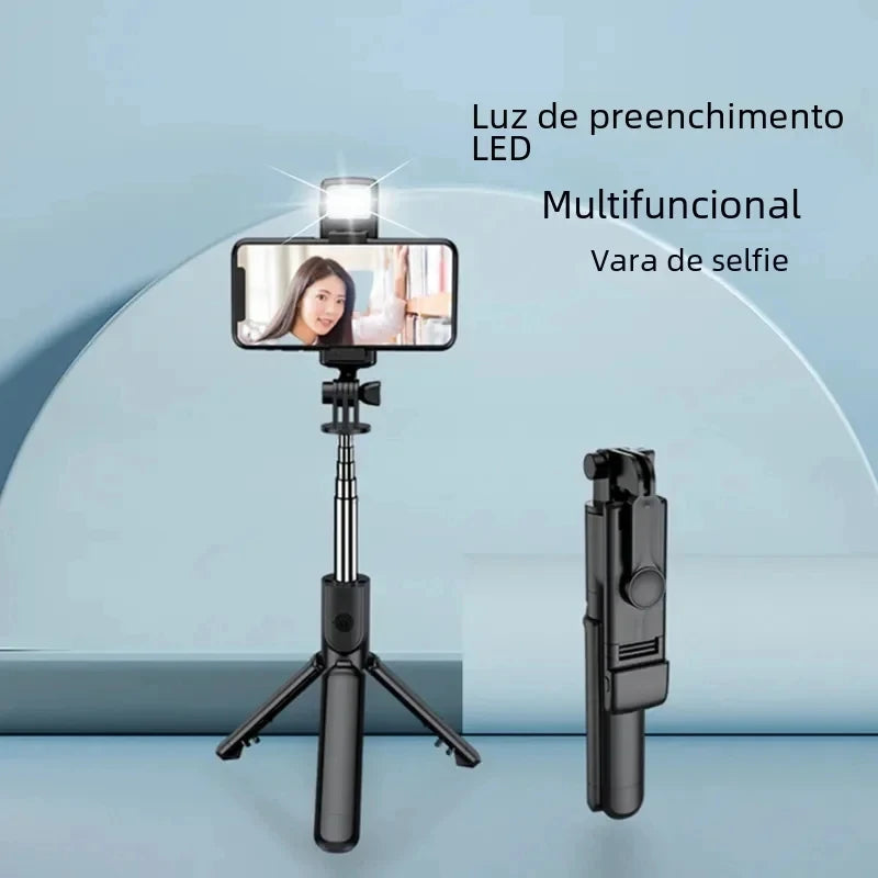 Portable Bluetooth Selfie Stick Retractable Multifunctional Phone Holder Tripod With Selfie Light Wireless Remote Shutter Stand