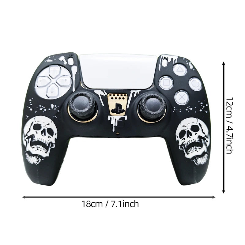 For PS5 Controller Silicone Cover Soft Skin Case with Laser Engraving 2 Thumb Grips Anti-Slip Shockproof Dustproof Covers