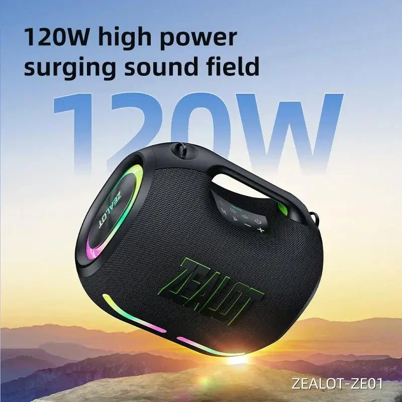 ZEALOT-ZE01 Wireless Bluetooth Speaker 120W TWS Subwoofer Bluetooth Speaker High Volume Waterproof Portable Power Bank HIFI Sound Quality Good-Looking Blue Speaker Long Battery Life