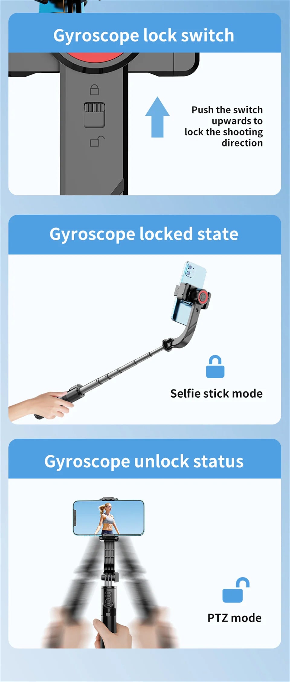 FANGTUOSI Handheld Gimbal Stabilizer 360° Rotation Estabilizador Anti Shake Selfie Stick Fill Light For Phone Stabilizer Tripod