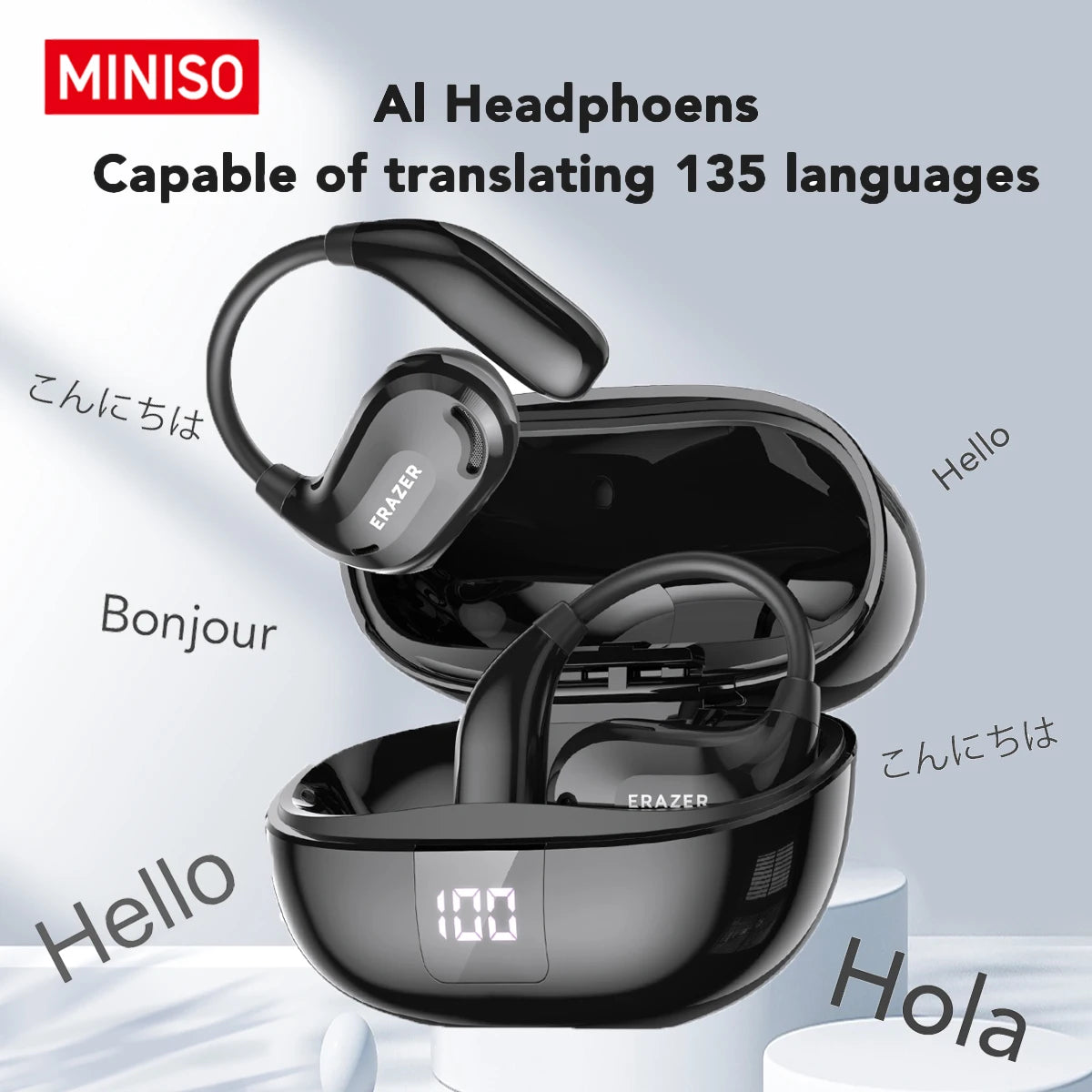 Erazer XT66 Intelligent Translator Earphone Wireless Headphones Bluetooth Earbuds Real-time Translate Equalizer APP Built-in Mic