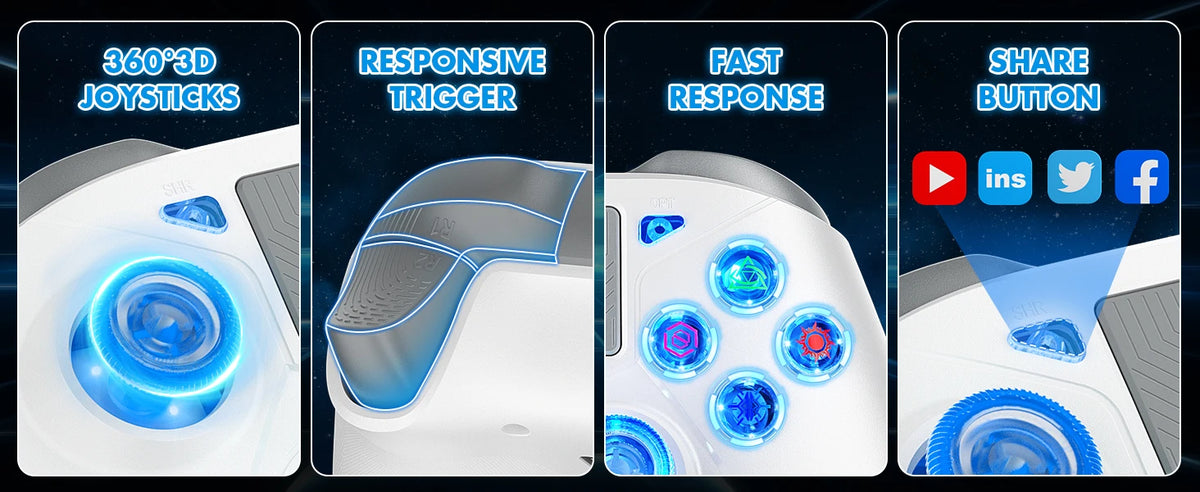 Wireless Controller for PlayStation 4/PS4 Pro/Slim/PS3/PC/IOS/Switch Gamepad Turbo Dual Shock Vibration 6Axis Gyro Game Joystick
