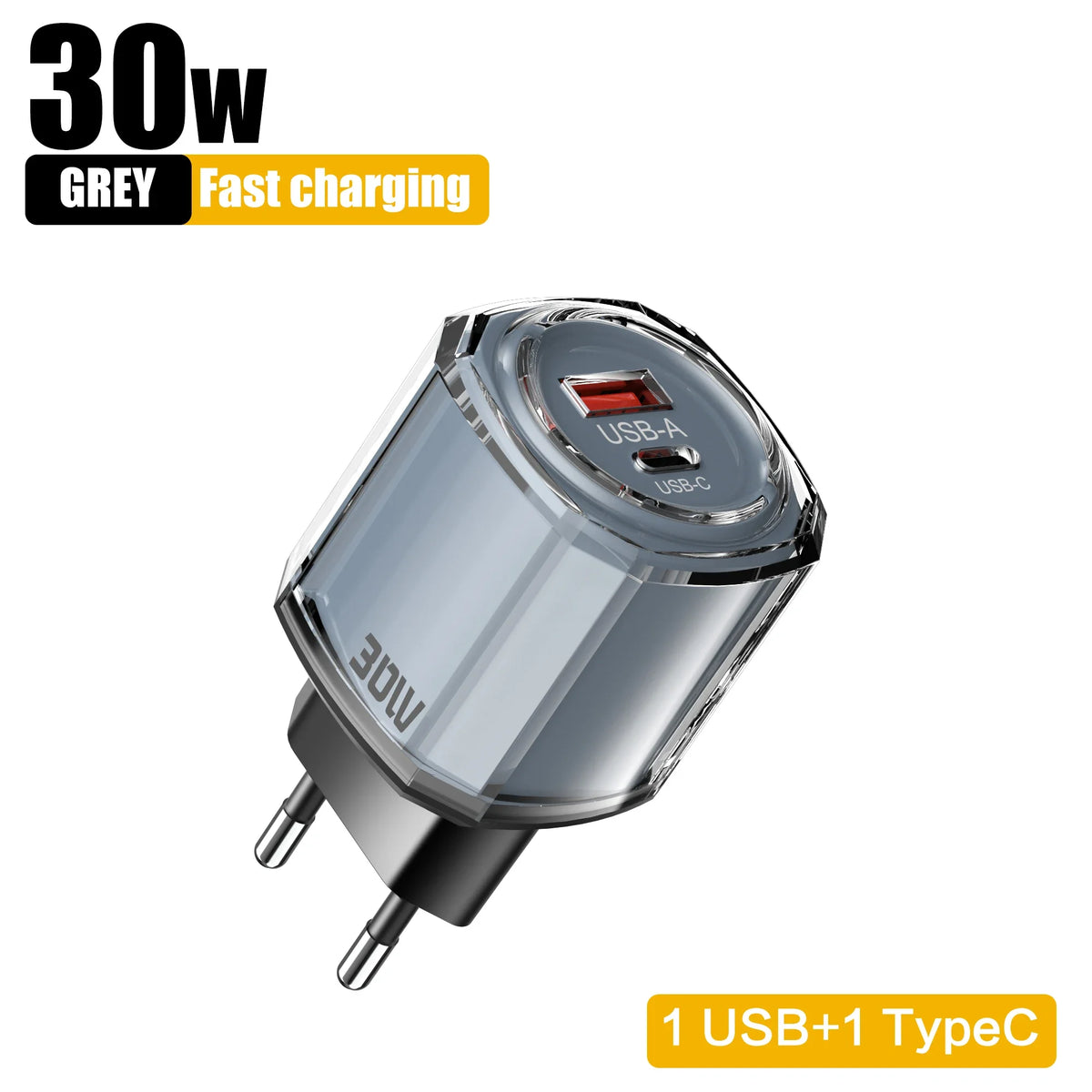 30W USB Type C Charger 2 In 1 Fast Charging Mobile Phone Adapter For iPhone Samsung Xiaomi Huawei PD Quick Charge Wall Charger