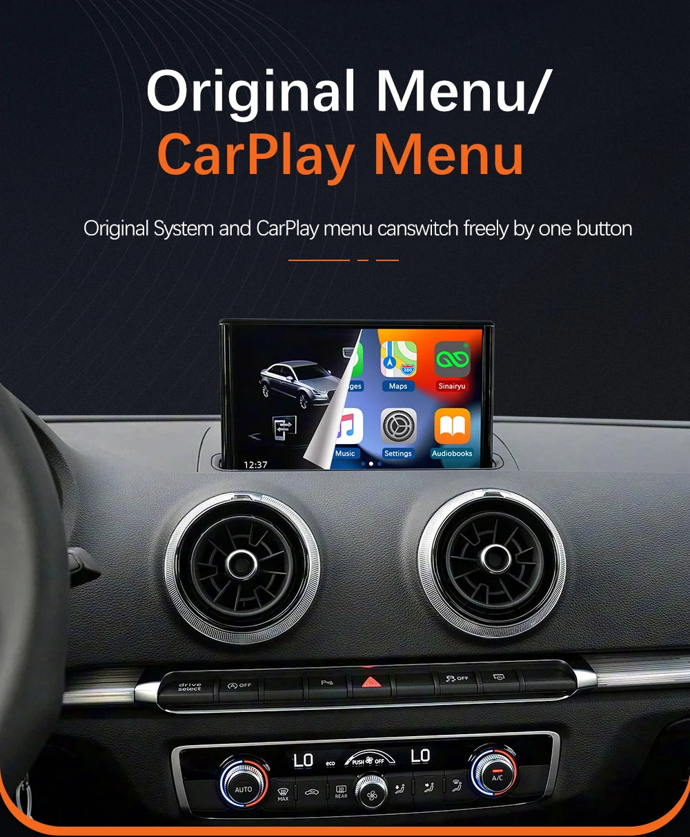 Sinairyu Wireless CarPlay Module Android Auto for Audi A3 S3 8V B9 MIB 2013-2020 Reverse Camera Car Play Functions