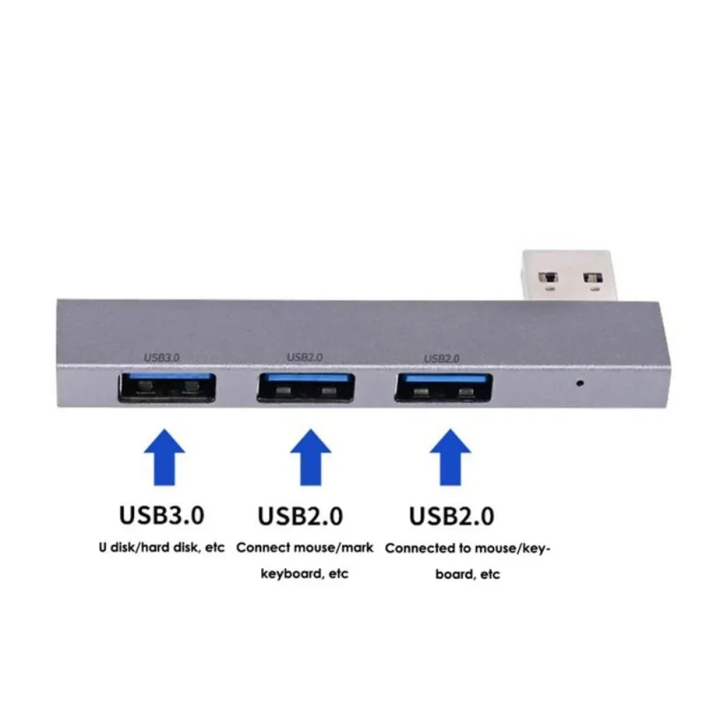 USB Hub 3 Port USB 3.0 Adapter 4 IN 1 Portable Mini Docking Stations Ultra-Slim 5Gbps/480Mbps High Speed Multi USB-C Splitter