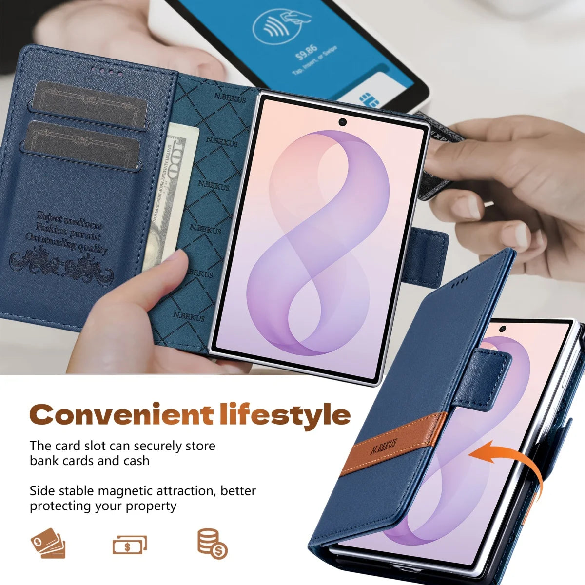 Business Luxury Leather RFID Wallet Card Solt Phone Case for Samsung Galaxy Z Fold8 Ultra Fold 4 5 6 7 8 Flip Protective Cover