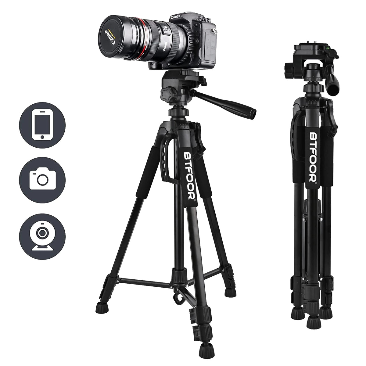 55” 140CM Travel Digital Camera Tripod Professional Aluminum Tall Phone Stand With Quick Plates Mount Pan Head For DSLR SLR