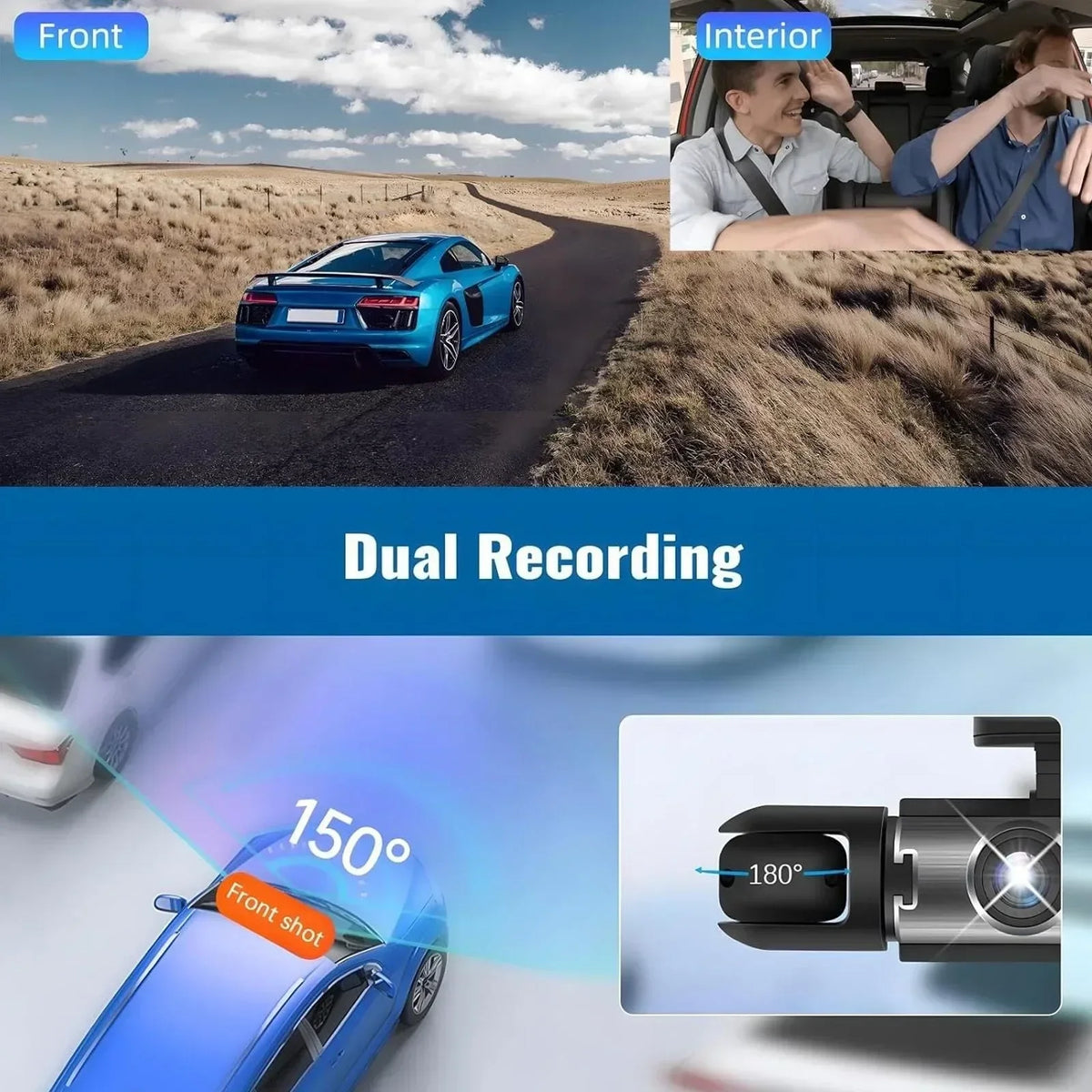 1080P HD Dual Lens Front and Rear Car Dash Cam Driving Recorder IR Night Vision G Sensor Parking Mode Motion Detection Three Point One Six Inch IPS Screen Wide Angle Loop Recording Supports One Hundred Twenty Eight GB Max H26