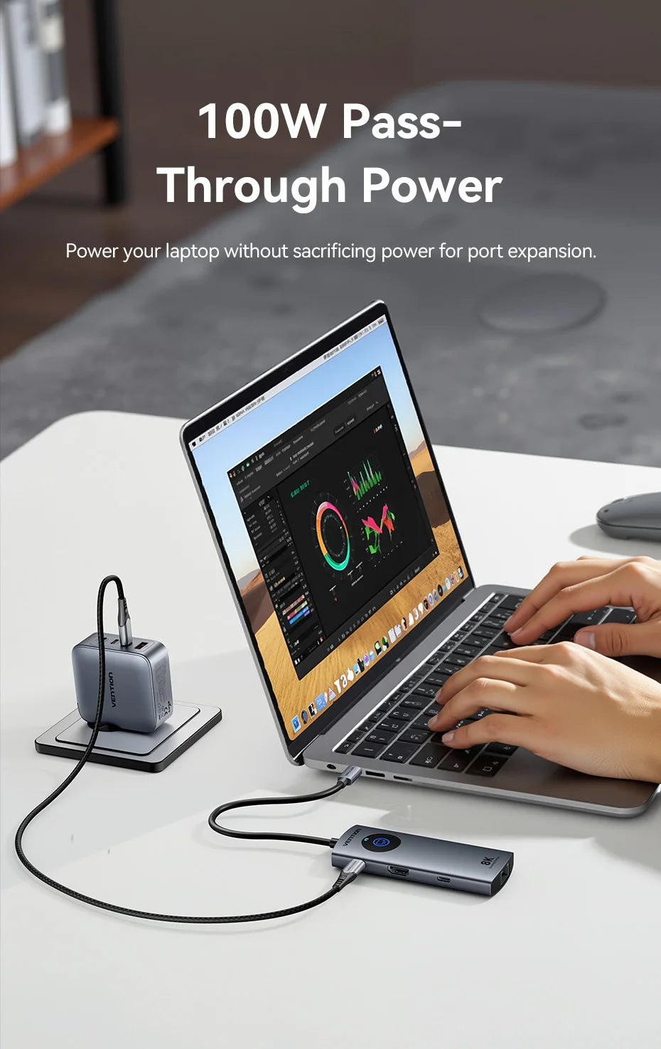 Vention USB C 8K 4K HDMI HUB Led Display USB A C 3.0 3.2 Gen1 Ethernet 1000Mbps Adapter for MacBook iPad HP Dell Samsung Laptop