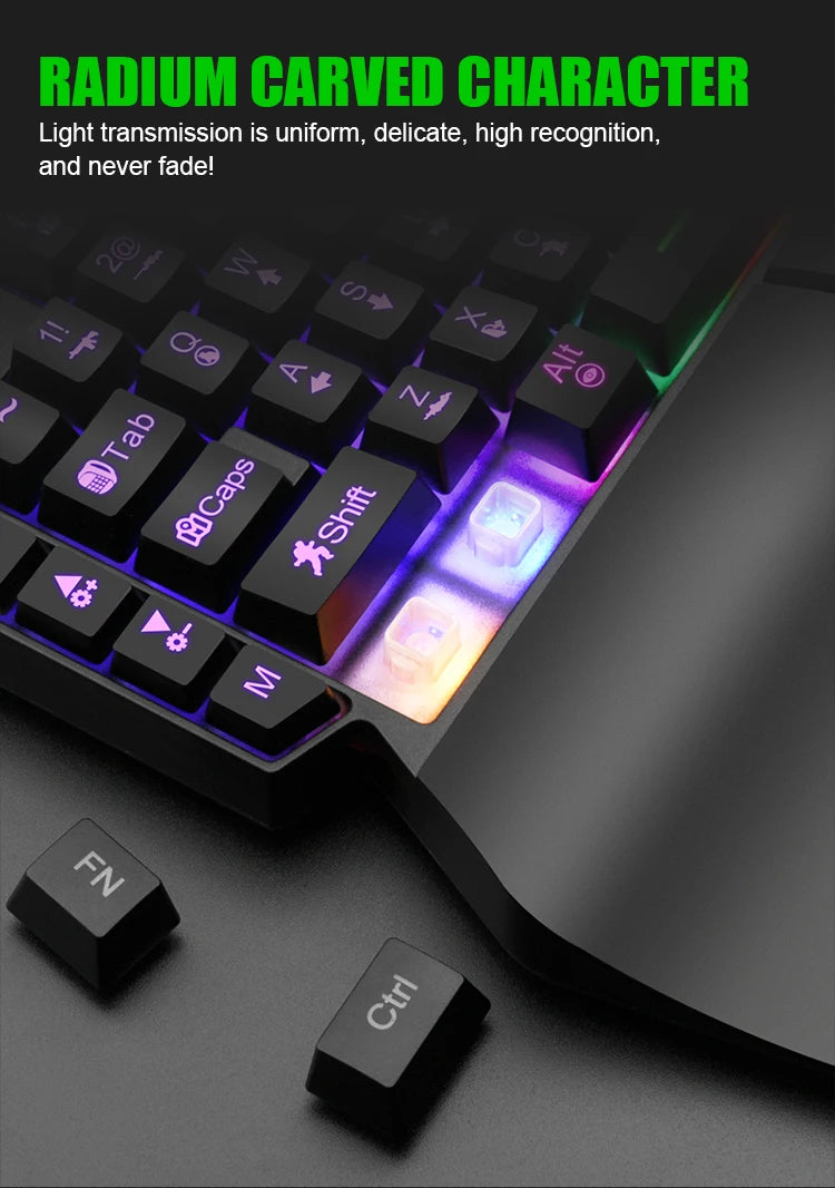 35keys One Handedly Single Hand Mini Gaming Keyboard Usb Ultra-slim Wired Backlight Keyboard for Laptop Desktop PC Smartphone