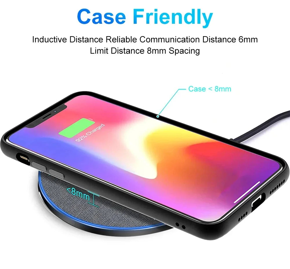 Ultra-Thin Fast Wireless Charger Pad for Samsung Galaxy S25 iPhone 17 16 15 14 13 Pro Max Wireless Induction Charging Station