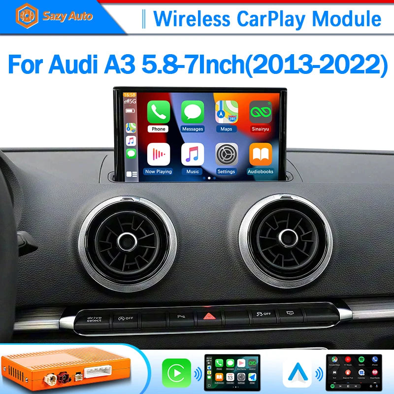 Sinairyu Wireless CarPlay Module Android Auto for Audi A3 S3 8V B9 MIB 2013-2020 Reverse Camera Car Play Functions