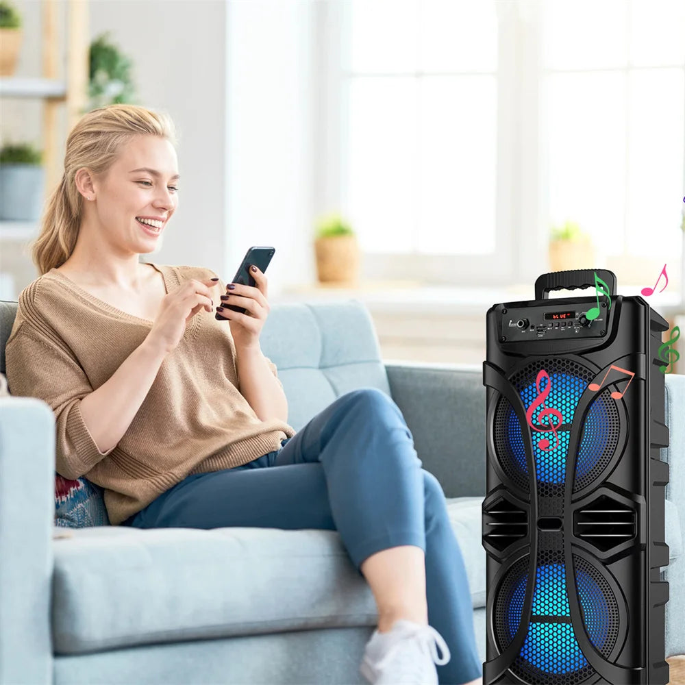 6000W Portable Party Bluetooth Speaker Sound System Rechargeable Outdoor Loud Karaoke Dual 8 " Speaker
