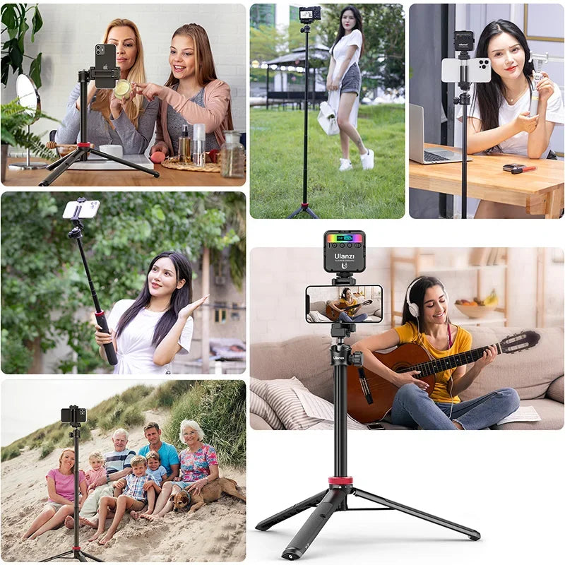 Ulanzi MT-44 1.46M Extend Selfie Stick Tripods Tripod With Phone Clamp For Cameras Cellphone Samsung iPhone Huawei Xiaomi Stand