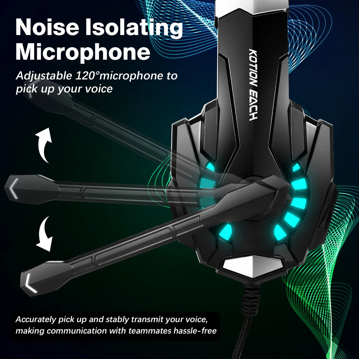 G9000 Pro Wired Gaming Headset with Noise Cancelling Mic Led Light Stereo Sound for Ps4 Pc Xbox One Switch Ps5 Controller