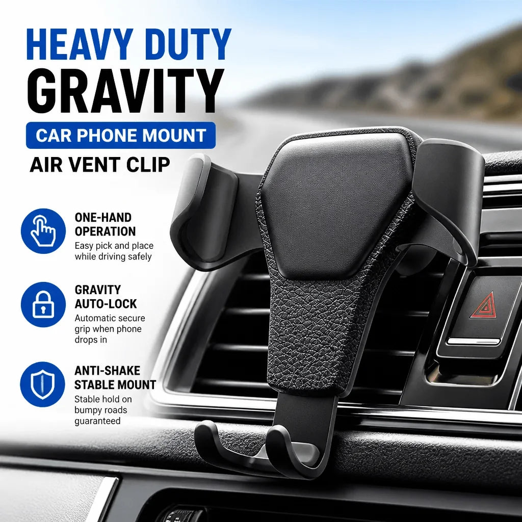 Car Phone Mount Gravity Phone Holder Air Vent Mount Anti Shake Stable Universal Car Holder One Hand Operation Automobile Cradle Compatible With Iphone Samsung Xiaomi Smartphone Auto Lock Ventilation Support Stand 360 Degree R