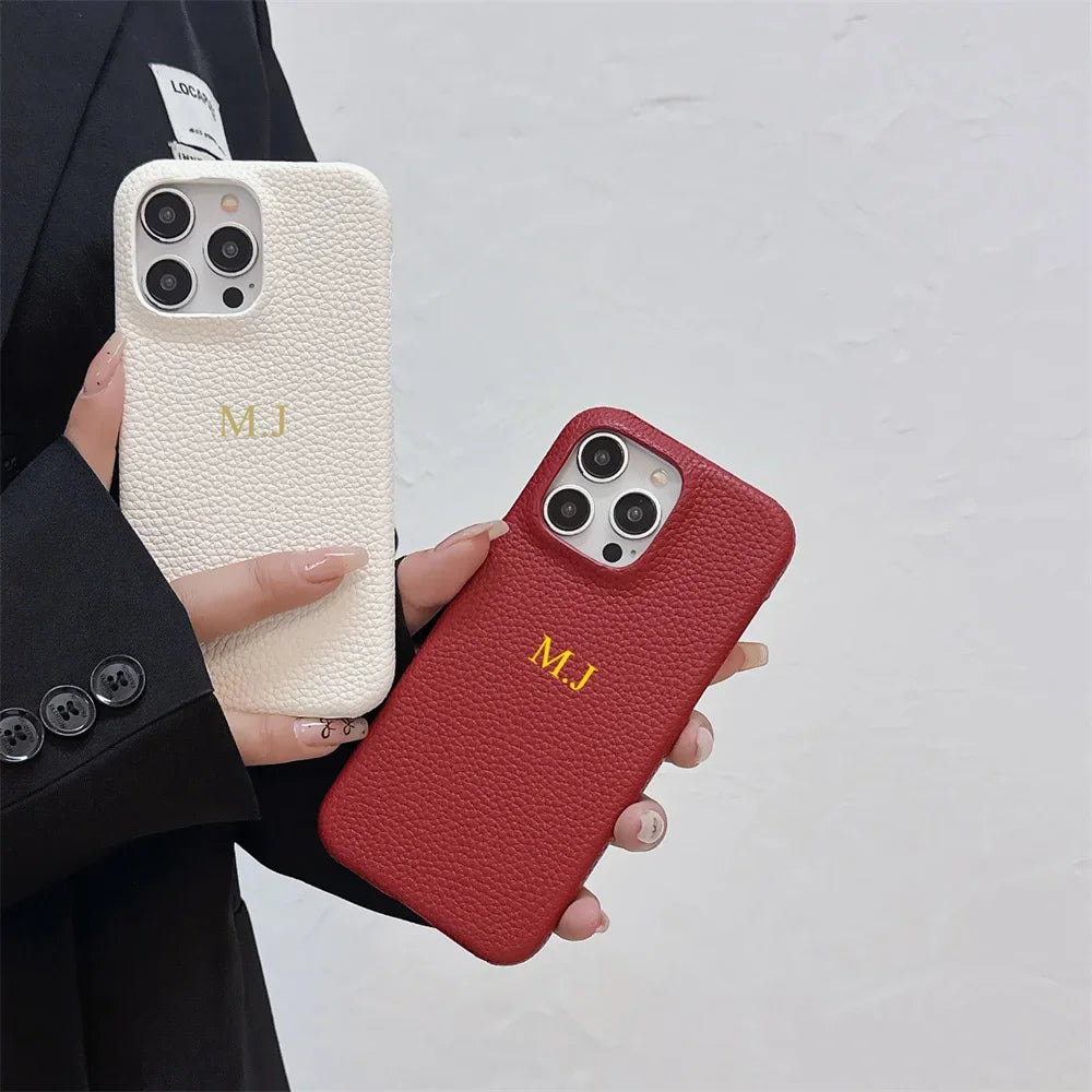 Personalised Customize Initials Name DIY Case For iPhone 17 Pro Max 16 15 17 Pro Max 14 13 12 Candy Color Leather Cover