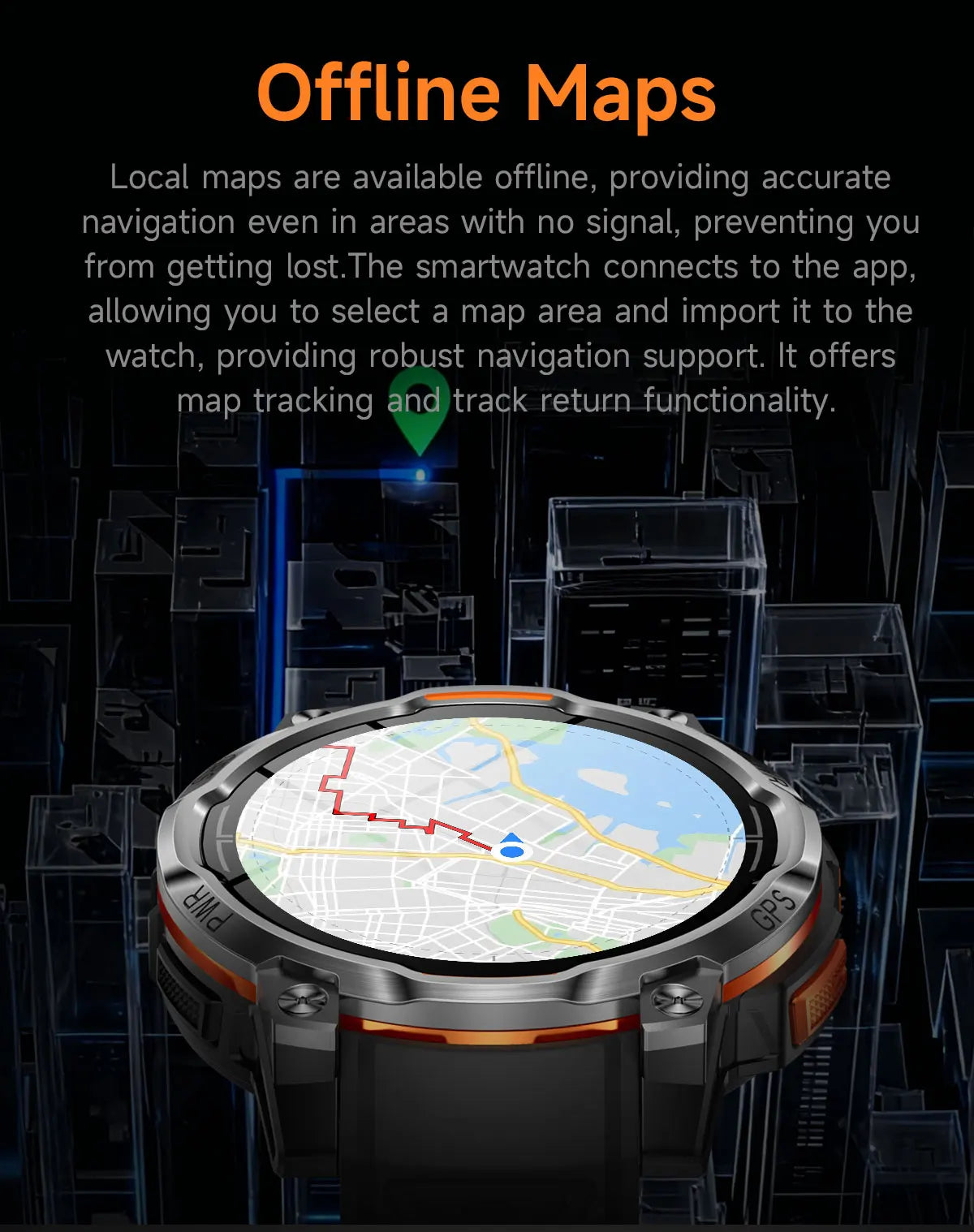 New Technology 2026 Offline Map GPS Smart Watch Men 1200mAh Battery Waterproof Compass Altimeter 100+Sports Military Smart Watch