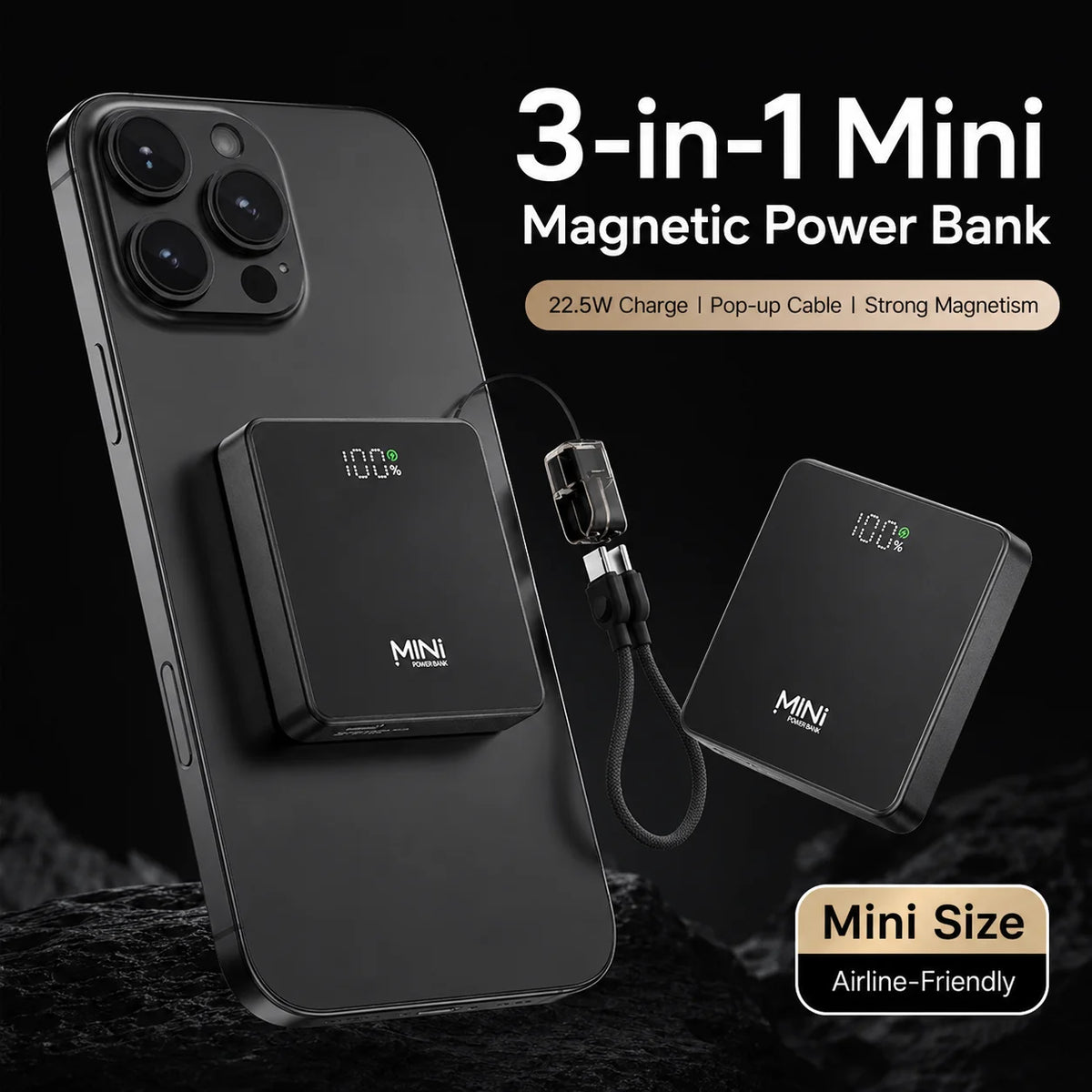 Mini 3-In-1 Powerbank For Magnetic Wireless Power Banks Portable Fast Charging External For iPhone 17 iWatch Carregador Portátil