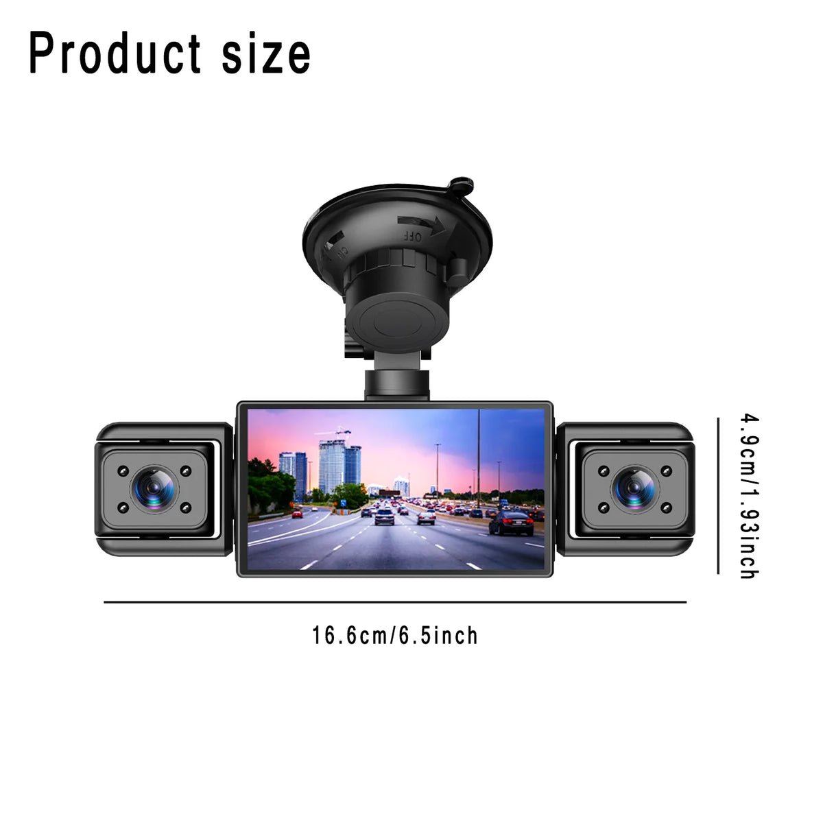 BCUOZ 4-Lens 360° Dashcam with Super Night Vision - 1080P Front 720P Rear Left Right Car Cameras G-Sensor Loop Recording WDR 12-24V Plug Power Supply Optional 64GB Memory Card