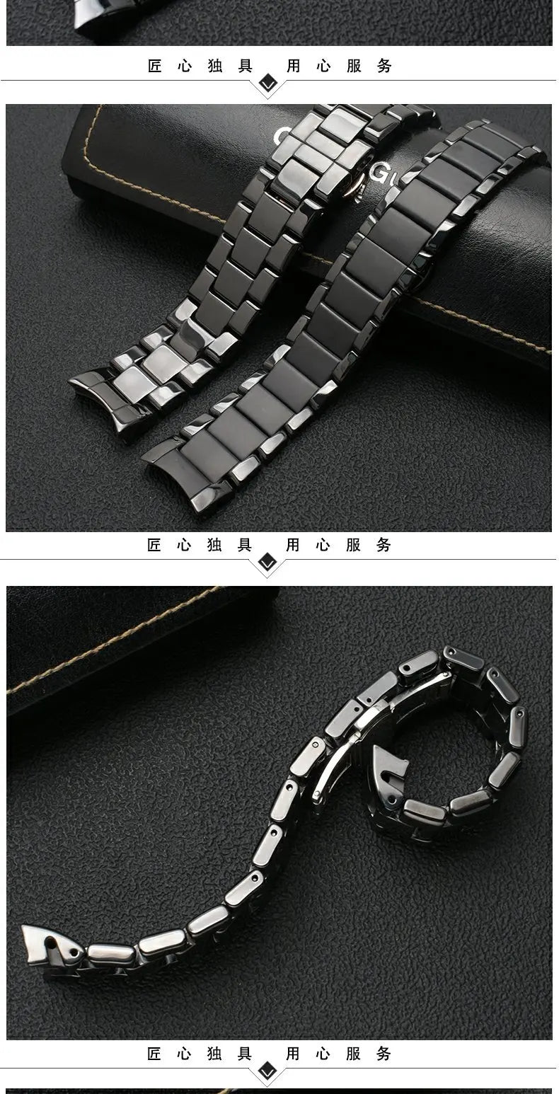 High quality Ceramic case watchband for Armani watch AR1451 AR1452 AR1400 AR1410 AR1421 AR1440 Men's black strap accessories