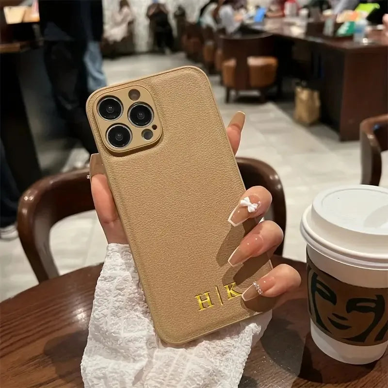 Personalised Custom Name Initial DIY Phone Case For iPhone 17 Pro Max 16e 16 15 14 13 12 11 Pro Max 16 Plus Xs Max Leather Cover