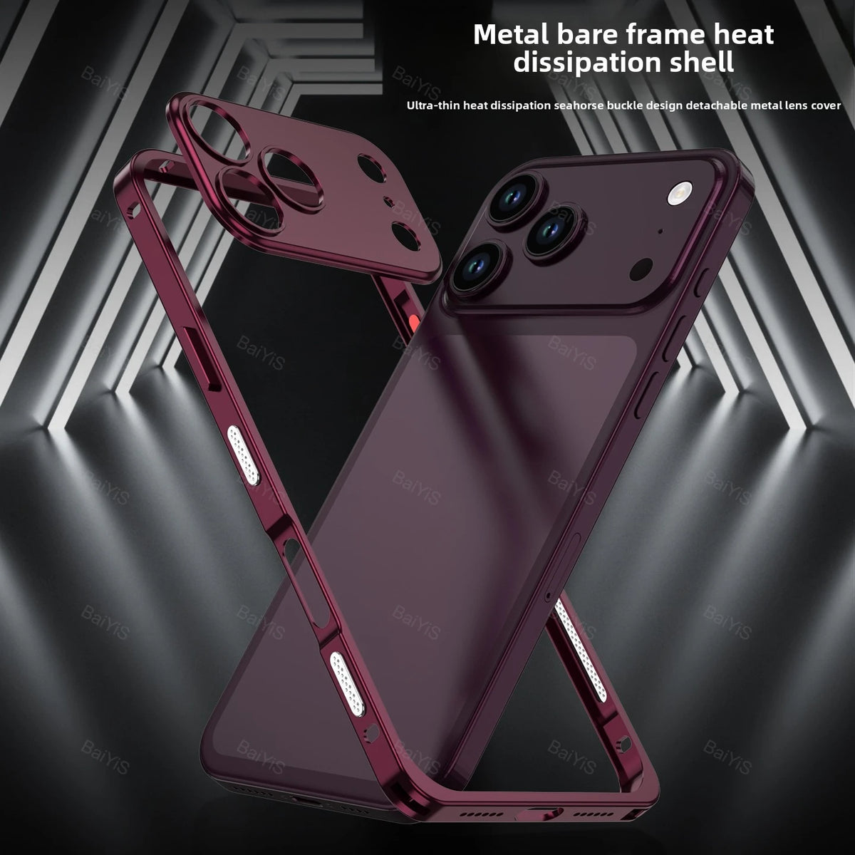 Luxury Metal Alloy Lens Protector Frame Phone Case For iPhone 18 17 16 15 14 13 Pro Max Plus Heat Dissipation Shockproof Cover