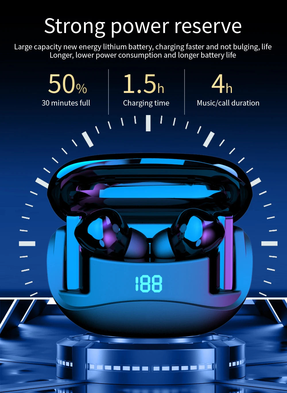 TWS High-Quality True Wireless Bluetooth Earphones Mate60, 12-Hour Playtime, Crystal Clear Sound with LED Battery Display