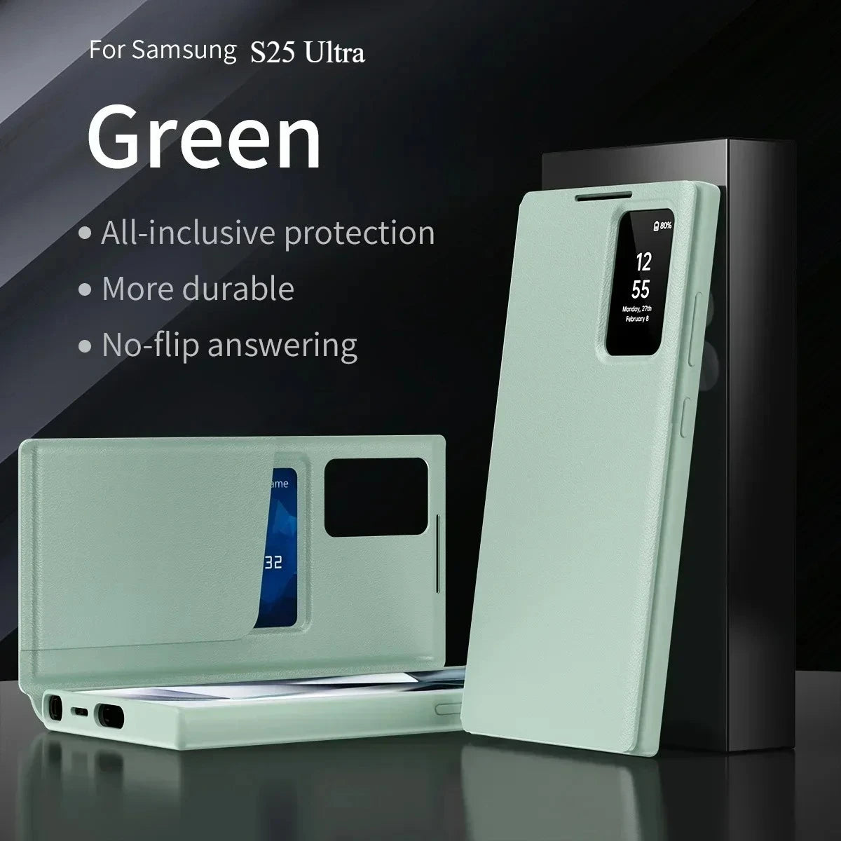 Original Business S-view Leather Flip Case For Samsung S25 S24 S23 S22 Plus Ultra LED Display Windows Card Pockets Protect Cover