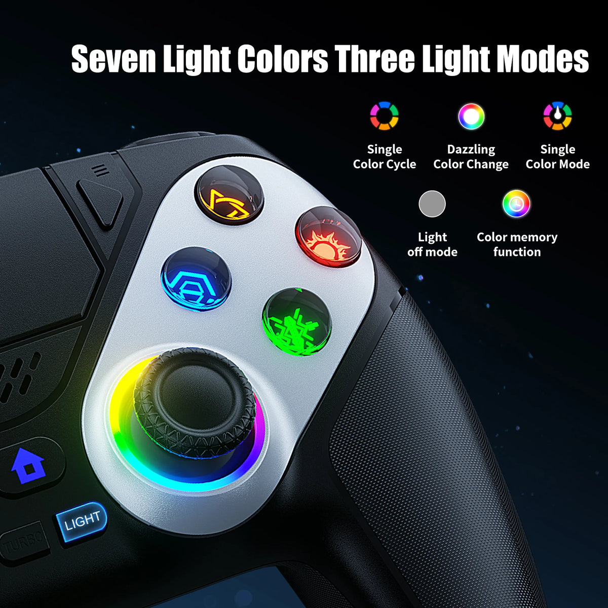 RGB Gamepad For Playstation 5/PS5 Pro/Slim/PC Wireless PS5 Controller 3D Game Joystick Dual Vibration Macro/Turbo Function