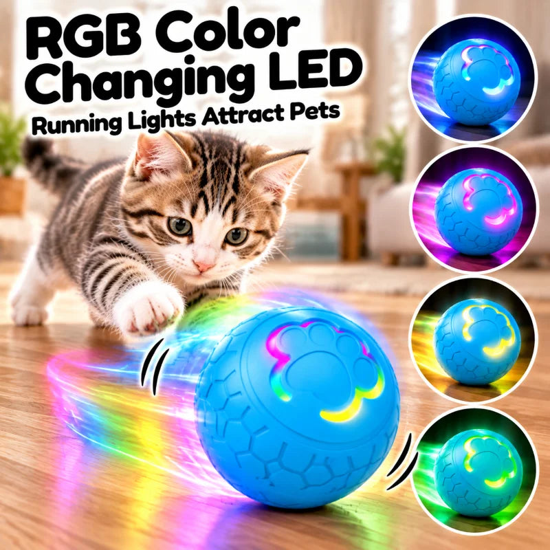 Interactive Smart Pet Toy Ball Motion Activated Hunting Toy Automatic Rolling Color Changing Self Entertainment Cat Small Dog