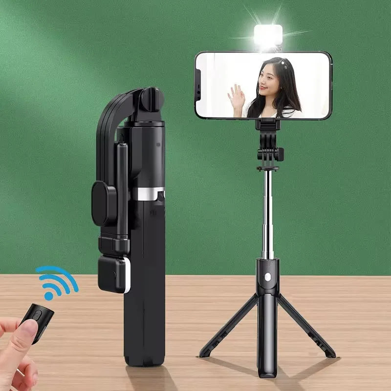 Portable Bluetooth Selfie Stick Retractable Multifunctional Phone Holder Tripod With Selfie Light Wireless Remote Shutter Stand