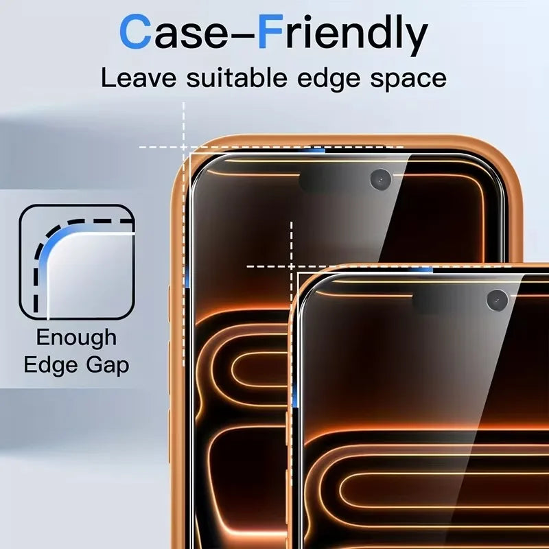 2pcs Screen Protector for iPhone 17 13/14/15/16 Plus/Pro/ProMax Anti Fingerprint Full Cover Installation Tools HD Tempered Glass