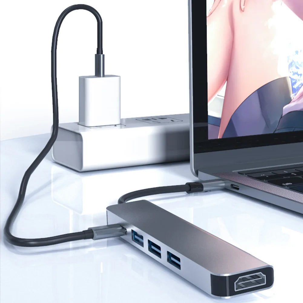 5 Ports USB C Hub to 4K HDMI-Compatible PD Fast Charge USB 3.0 2.0 HUB Type C Charging Docking for MacBook iPad Samsung