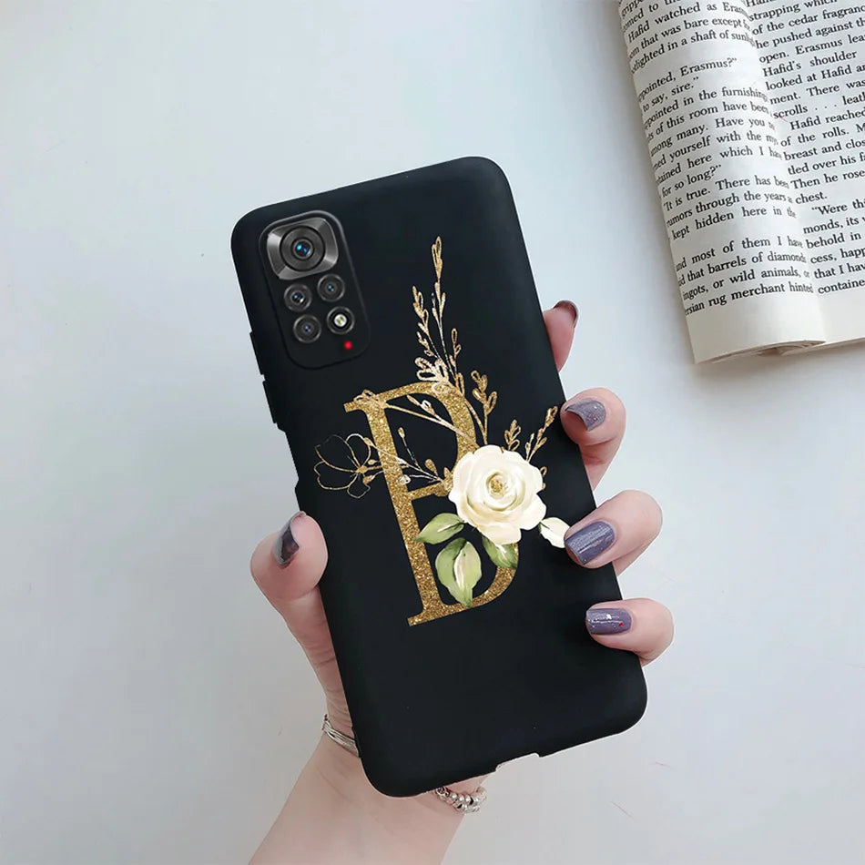 For Xiaomi Redmi Note 11 Pro Case Luxury Custom Name Letter Alphabet Phone Case For Xiaomi Redmi Note 11 11S Note11 Pro 5G Cover
